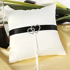 Delux Wedding Ring Pillow In Ivory Satin With Loving Hearts(103018236)