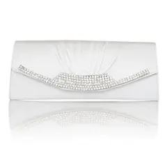 Gorgeous Satin With Austrian Rhinestone Evening Handbags/ Clutches More Colors Available (White) (012011034)