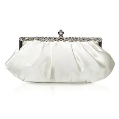 Ivory Gorgeous Satin Shell With Rhinestone Evening Handbags/ Clutches More Colors Available (012005572)