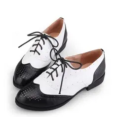 Real Leather Low Heel Closed Toe Flats With Split Joint (086020727)