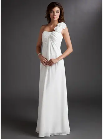 Chiffon One-shoulder Floor-length Empire Bridesmaid Dress