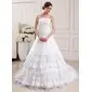 Ball-Gown Strapless Chapel Train Organza Wedding Dress With Ruffle Lace Beadwork (002012590) Ball-Gown Strapless Chapel Train Organza Wedding Dress With Ruffle Lace Beadwork (002012590)