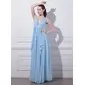 Empire V-neck Floor-Length Chiffon Evening Dress With Ruffle Sash (017012863)