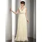 Sheath Halter V-neck Floor-Length Chiffon Holiday Dress With Ruffle Beading (020014532)