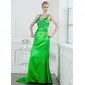 Sheath V-neck Court Train Charmeuse Prom Dress With Beading Sequins (018005236)