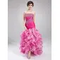 Mermaid Strapless Sweep Train Organza Prom Dress With Ruffle Beading (018021097) Mermaid Strapless Sweep Train Organza Prom Dress With Ruffle Beading (018021097)