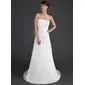 A-Line/Princess Strapless Sweep Train Chiffon Wedding Dress With Ruffle Beadwork Feather Appliques (002011443)