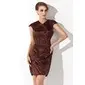Sheath V-neck Knee-Length Charmeuse Cocktail Dress With Sequins (016008611) Sheath V-neck Knee-Length Charmeuse Cocktail Dress With Sequins (016008611)