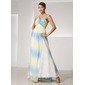 Empire One-Shoulder Sweep Train Chiffon Holiday Dress With Ruffle (020014456)