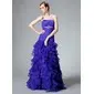 Mermaid Strapless Floor-Length Organza Prom Dress With Ruffle Beading (018021128)