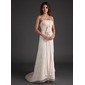 Empire Strapless Sweep Train Chiffon Lace Bridesmaid Dress With Ruffle (007016857)