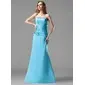 A-Line/Princess Sweetheart Floor-Length Satin Bridesmaid Dress With Ruffle (007001046)