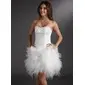 A-Line/Princess Sweetheart Short/Mini Satin Tulle Cocktail Dress With Lace Flower(s) (016008220)