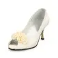 Real Leather Stiletto Heel Peep Toe Pumps Wedding Shoes With Satin Flower (047011053)