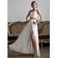 A-Line/Princess One-Shoulder Floor-Length Chiffon Prom Dress With Ruffle Beading (018020706)