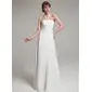 Empire Halter Floor-Length Chiffon Charmeuse Wedding Dress With Ruffle (002011992)