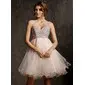 Empire Sweetheart Knee-Length Tulle Homecoming Dress With Beading Sequins (022008941)