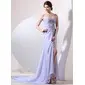 Sheath Sweetheart Watteau Train Chiffon Evening Dress With Ruffle Beading (017014057)