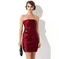 Sheath Strapless Short/Mini Charmeuse Cocktail Dress With Ruffle Beading Flower(s) (016021061)