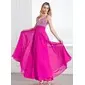 A-Line/Princess V-neck Floor-Length Chiffon Prom Dress With Ruffle Beading Sequins (018013097)
