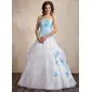 Ball-Gown Sweetheart Floor-Length Organza Quinceanera Dress With Embroidered Ruffle (021002283)