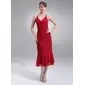 Empire V-neck Tea-Length Chiffon Bridesmaid Dress With Ruffle (007004277) Empire V-neck Tea-Length Chiffon Bridesmaid Dress With Ruffle (007004277)