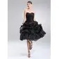 A-Line/Princess Sweetheart Tea-Length Organza Homecoming Dress With Ruffle (022021295)