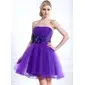 Empire Strapless Short/Mini Taffeta Tulle Homecoming Dress With Ruffle Flower(s) (022020624) Empire Strapless Short/Mini Taffeta Tulle Homecoming Dress With Ruffle Flower(s) (022020624)