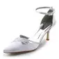 Satin Spool Heel Closed Toe Pumps Wedding Shoes With Buckle Rhinestone (047005037) Satin Spool Heel Closed Toe Pumps Wedding Shoes With Buckle Rhinestone (047005037)