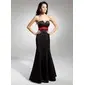 Empire Scalloped Neck Floor-Length Satin Evening Dress With Sash (017014922)