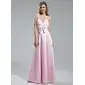 Empire Scalloped Neck Floor-Length Satin Bridesmaid Dress With Ruffle Sash (007019638) Empire Scalloped Neck Floor-Length Satin Bridesmaid Dress With Ruffle Sash (007019638)