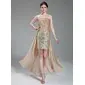 Sheath Strapless Asymmetrical Chiffon Satin Prom Dress With Beading Sequins (018018895) Sheath Strapless Asymmetrical Chiffon Satin Prom Dress With Beading Sequins (018018895)