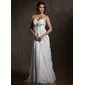 Empire Sweetheart Sweep Train Chiffon Wedding Dress With Ruffle Beadwork (002011570)