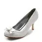 Lace Satin Stiletto Heel Closed Toe Pumps Wedding Shoes With Bowknot Rhinestone Stitching Lace (047005034)