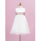 Empire Scoop Neck Floor-Length Organza Satin Flower Girl Dress With Sash (010005332)