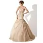 A-Line/Princess Halter Court Train Taffeta Wedding Dress With Ruffle Lace Beadwork Sequins (002013927)