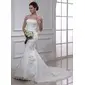 Mermaid Strapless Chapel Train Satin Lace Wedding Dress With Beadwork (002000487)