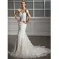 Mermaid Off-the-Shoulder Court Train Satin Tulle Wedding Dress With Lace Beadwork (002011499)