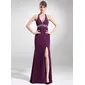 Sheath Halter Sweep Train Chiffon Prom Dress With Beading (018004886) Sheath Halter Sweep Train Chiffon Prom Dress With Beading (018004886)