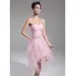 Sheath Sweetheart Tea-Length Organza Cocktail Dress With Ruffle Beading Sequins (016015121) Sheath Sweetheart Tea-Length Organza Cocktail Dress With Ruffle Beading Sequins (016015121)