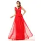A-Line/Princess V-neck Floor-Length Chiffon Charmeuse Holiday Dress With Ruffle (020016067)