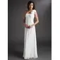 Empire One-Shoulder Floor-Length Chiffon Bridesmaid Dress With Ruffle Flower(s) (007016719)