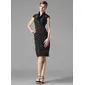 Sheath V-neck Knee-Length Taffeta Holiday Dress With Ruffle (020003292)
