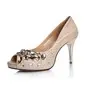 Real Leather Spool Heel Peep Toe Pumps With Rhinestone (086025047)