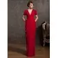 Sheath V-neck Floor-Length Chiffon Mother of the Bride Dress With Ruffle (008014885)