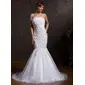 Mermaid Scalloped Neck Court Train Organza Satin Wedding Dress With Lace Sashes Sequins (002015171) Mermaid Scalloped Neck Court Train Organza Satin Wedding Dress With Lace Sashes Sequins (002015171)