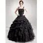 Ball-Gown Square Neckline Floor-Length Taffeta Organza Lace Quinceanera Dress With Ruffle Beading (021002873)