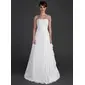 A-Line/Princess Strapless Floor-Length Chiffon Taffeta Wedding Dress With Ruffle Beadwork (002012595)