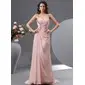 Sheath Sweetheart Sweep Train Chiffon Evening Dress With Ruffle Beading (017022730)