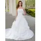 Ball-Gown Sweetheart Chapel Train Taffeta Wedding Dress With Ruffle Feather Flower(s) (002001396)
